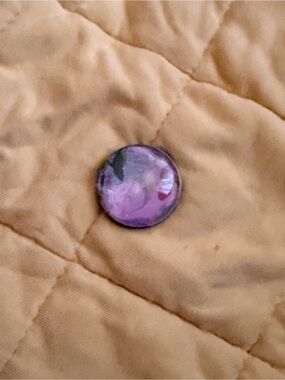 Purple Floral Round Pin Button - Women's Accessory